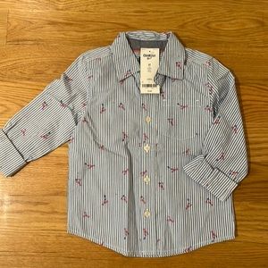 Osh Kosh 5T Lobster print Striped buttons down shirt